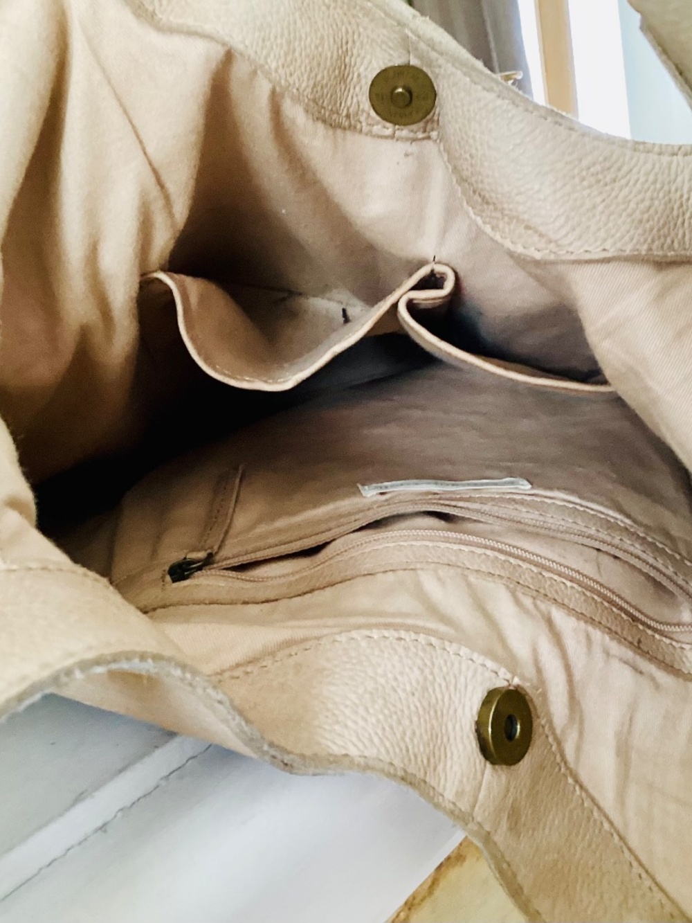 Anthropologie Isa Tote Bag Large Tan Soft Leather Shoulder hobo Purse - Picture 9 of 16